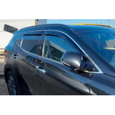 Вітровики з хром молдингом (4 шт, HIC) для Hyundai Santa Fe 4 2018-2023 рр