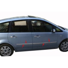 Молдинг дверний (4 шт, нерж.) OmsaLine - Італійська нержавійка для Ford C-Max 2004-2010 рр