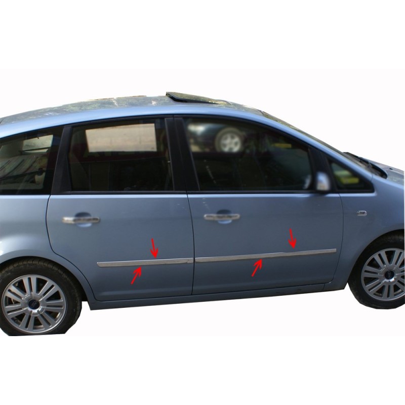 Молдинг дверний (4 шт, нерж.) OmsaLine - Італійська нержавійка для Ford C-Max 2004-2010 рр