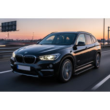 Бокові пороги Allmond Black (2 шт., Алюміній) для BMW X1 F-48 2015-2022 рр