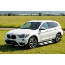 Бокові пороги Allmond Grey (2 шт., Алюміній) для BMW X1 F48 2015-2022 рр