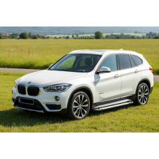 Бокові пороги Allmond Grey (2 шт., Алюміній) для BMW X1 F-48 2015-2022 рр