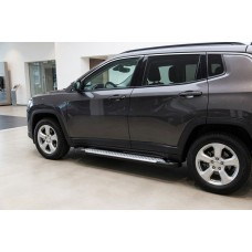 Бокові пороги Allmond Grey (2 шт., Алюміній) для Jeep Compass 2016- рр