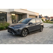 Бокові пороги Allmond Black (2 шт., Алюміній) для Hyundai Bayon 2021- рр