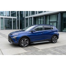 Бокові пороги Allmond Grey (2 шт., Алюміній) для Hyundai Bayon 2021- рр