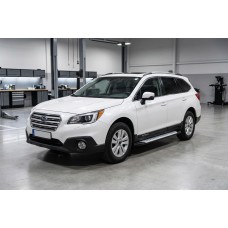 Бокові пороги Allmond Grey (2 шт., Алюміній) для Subaru Outback 2014-2019 рр