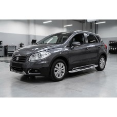 Бокові пороги Tayga V2 (2 шт., Алюміній) для Suzuki SX4 S-Cross 2013-2016 рр