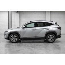 Бокові пороги Allmond Black (2 шт., Алюміній) для Hyundai Tucson NX4 2021- рр