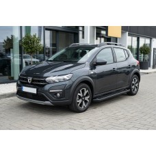 Бокові пороги Allmond Black (2 шт., Алюміній) для Dacia Sandero 2021- рр