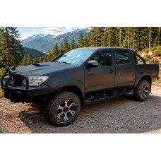 Боковые Подножки Dakar Черные V1 с Подсветкой (2 шт, Металл) для Toyota Hilux 2006-2015 гг