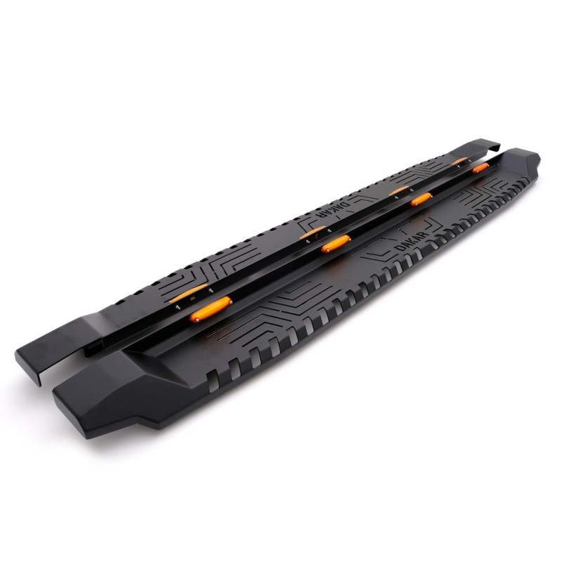 Бокові пороги Dakar V1 з LED (2 шт, метал) для Mitsubishi L200 2006-2015 рр