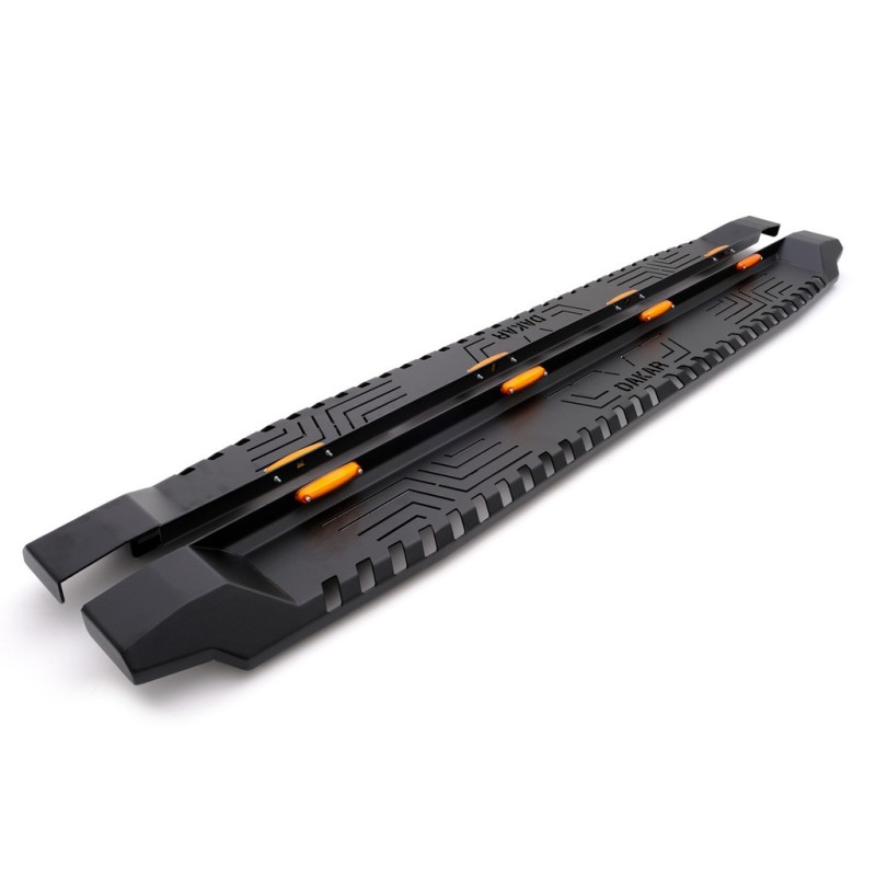 Боковые пороги Dakar V1 с LED (2 шт, металл) для Isuzu D-Max 2002-2011 рр