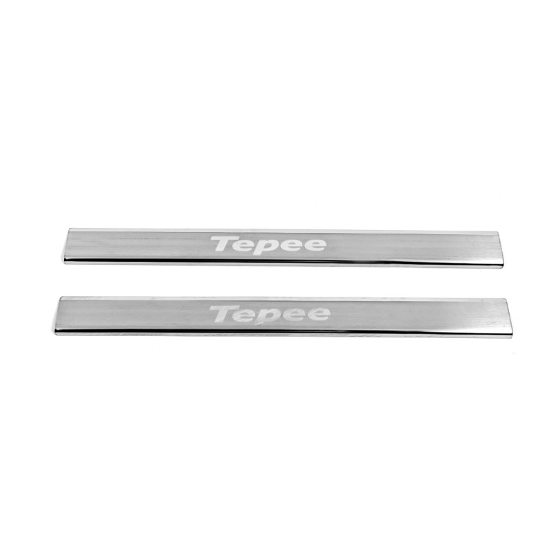 Накладки на пороги Carmos V3 (нерж) Передні двері (2 шт) для Peugeot Partner Tepee 2008-2018 рр