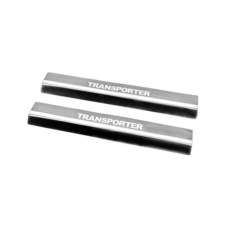 Накладки на пороги Carmos V2 (2 шт, нерж) для Volkswagen T5 Transporter 2003-2010 рр