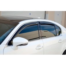 Ветровики с хромированным молдингом (4 шт, HIC) для Lexus GS 2011-2020 гг