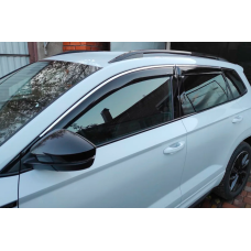 Вітровики з хромованим молдингом (4 шт, HIC) для Skoda Karoq 2018- рр