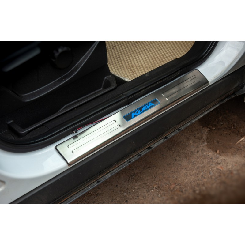 Накладки на пороги Libao LED (4 шт, нерж.) для Ford Kuga/Escape 2013-2019 рр