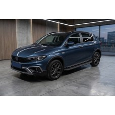 Бокові пороги Tayga Black (2 шт., Алюміній) для Fiat Tipo Cross 2021- рр