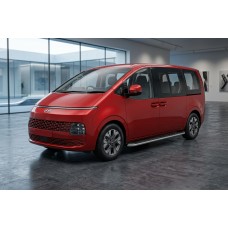 Бокові пороги Maydos V1 (2 шт., Алюміній -2026 нерж) для Hyundai Staria 2021- рр