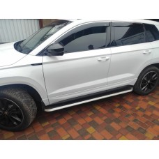 Боковые пороги ОЕМ V2 (2 шт, алюм) для Skoda Karoq