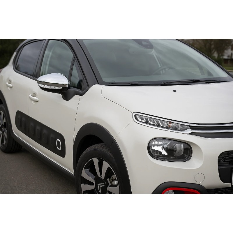 Накладки на дзеркала (2 шт, нерж) OmsaLine - Італійська нержавійка для Citroen C-3 2016-2023 рр
