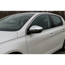 Накладки на дзеркала (2 шт, нерж) OmsaLine - Італійська нержавійка для Peugeot 308 2014-2021 рр