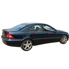 Окантовка стекол (нерж.) 4 шт, Sedan, Carmos - Турецька сталь для Mercedes C-class W203 2000-2007 рр