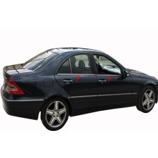 Окантовка стекол (нерж.) 4 шт, Sedan, Carmos - Турецька сталь для Mercedes C-class W203 2000-2007рр