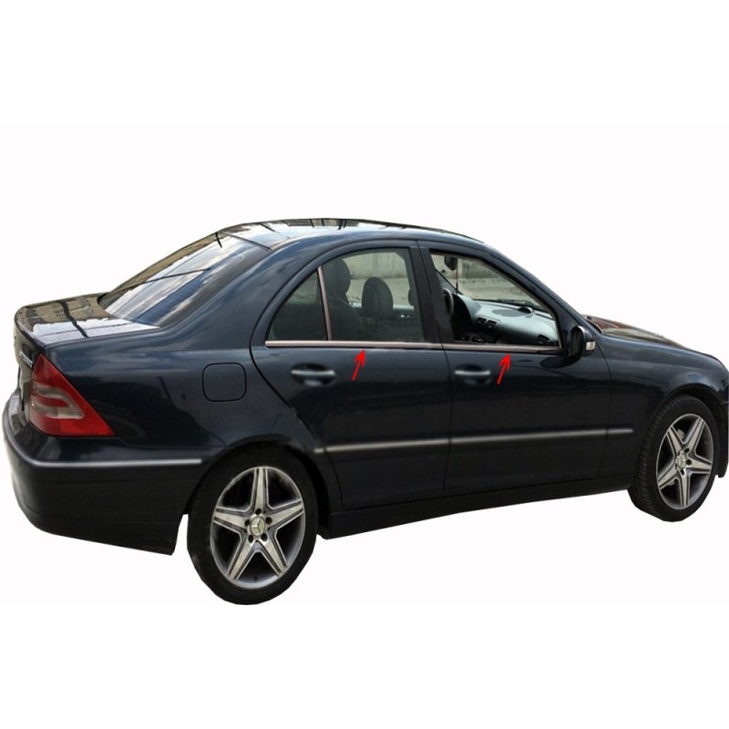 Окантовка стекол (нерж.) 6 шт, SW, Carmos - Турецька сталь для Mercedes C-class W203 2000-2007рр