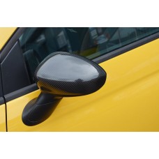 Накладки на дзеркала 2007-2015 (2 шт., натуральний карбон) для Fiat 500/500L
