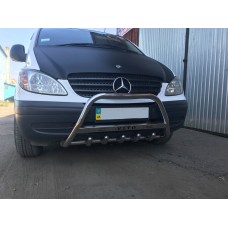 Кенгурятник 60мм (нерж.) з написом, 2004-2010, 60мм для Mercedes Vito W639 рр