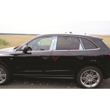 Молдинги дверних стійок (6 шт, нерж.) для Ауди Q5 2008-2017 рр