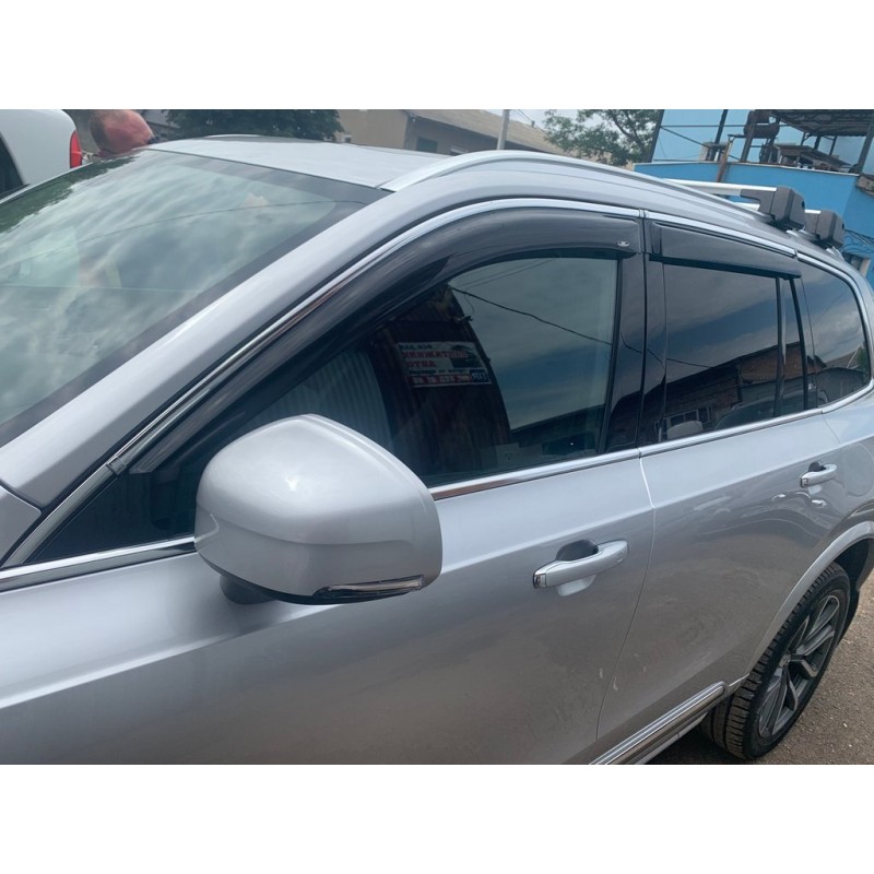 Ветровики с хром полоской (4 шт, HIC) для Volvo XC90 2015- гг