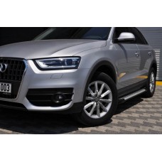 Бокові пороги Allmond Grey (2 шт., алюміній) для Ауди Q5 2008-2017 рр