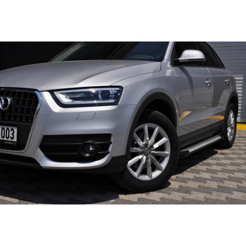 Бокові пороги Allmond Grey (2 шт., алюміній) для Ауди Q5 2008-2017 рр