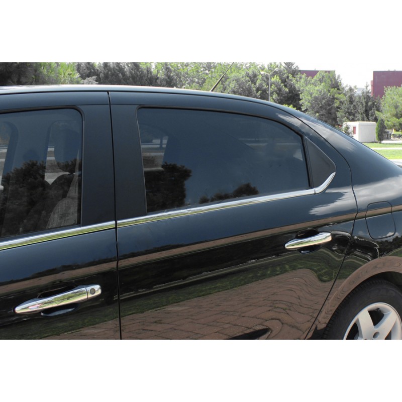 Окантовка вікон (нерж.) 6 шт, Carmos (з кватиркою) для Citroen C-Elysee