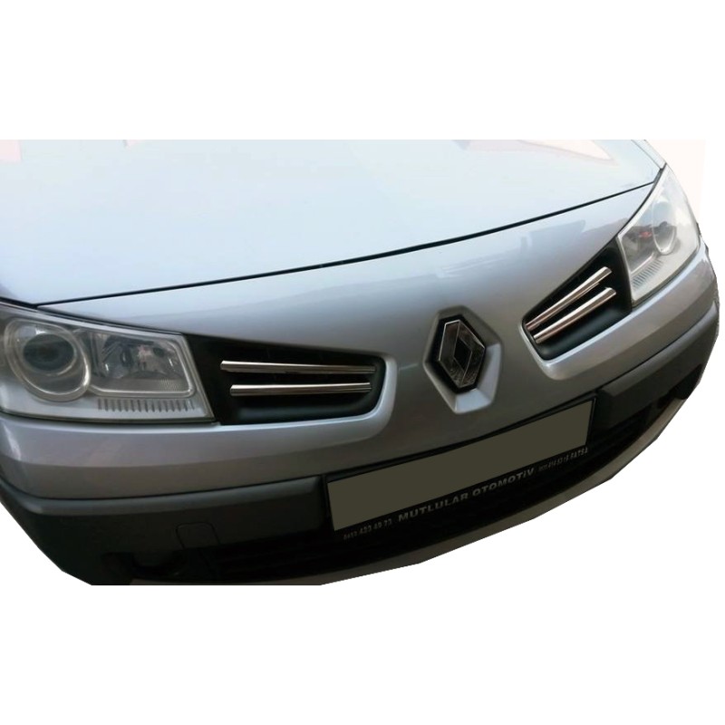 Накладки на решітку (модель 2006-2025, 4 шт, нерж) Carmos - Турецька сталь для Renault Megane II рр