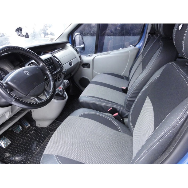 Авточехлы (Эко-кожа и Ткань, Premium) Передние сиденья 1-20251 для Nissan Primastar 2002-2014 гг