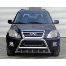 Кенгурятник WT003 (нерж.) d60 з трубою для Chery Tiggo 1