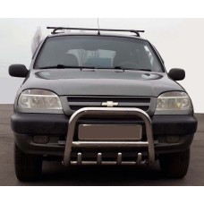 Кенгурятник QT006 (нерж) для Chevrolet Niva