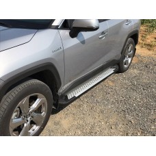 Бокові пороги Allmond Grey (2 шт., алюміній) для Toyota Rav 4 2019- рр