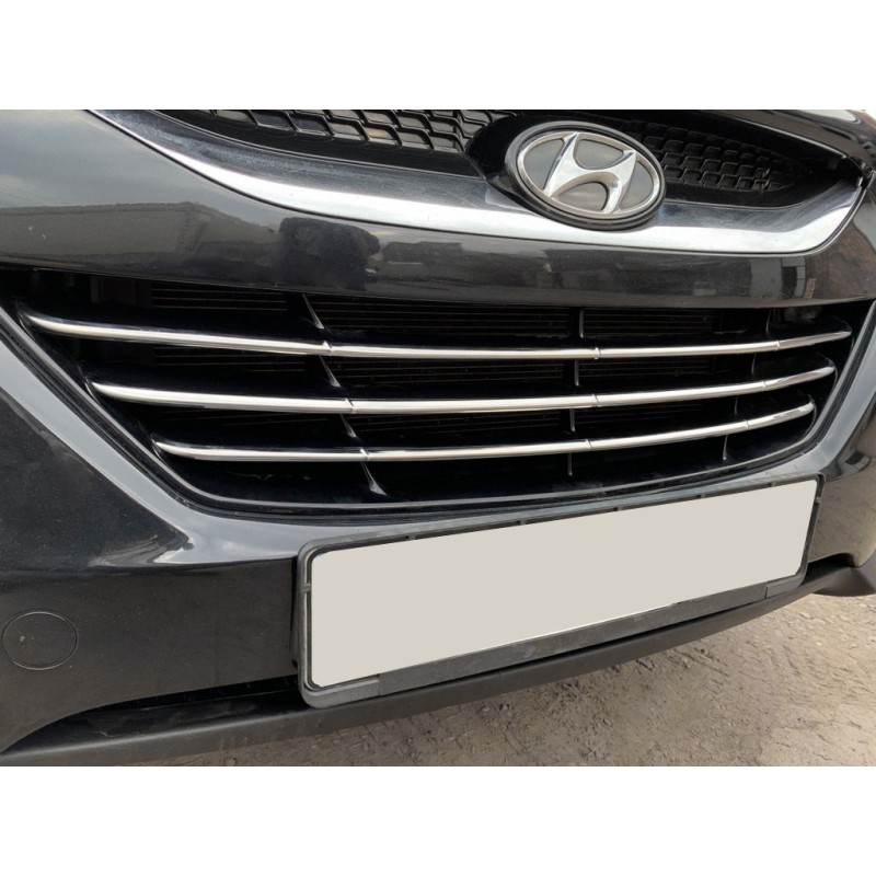 Смужки на решітку радіатора (3 шт, нерж) для Hyundai IX-35 2010-2015 рр
