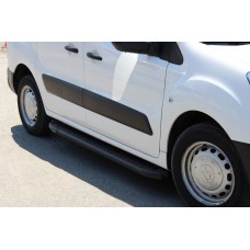 Боковые пороги Allmond Black (2 шт., алюминий) для Peugeot Partner Tepee 2008-2018 гг