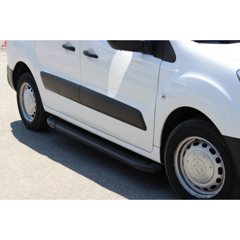 Боковые пороги Allmond Black (2 шт., алюминий) для Peugeot Partner Tepee 2008-2018 гг