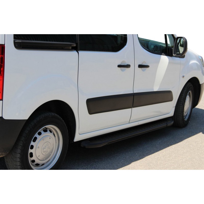 Боковые пороги Allmond Black (2 шт., алюминий) для Citroen Berlingo 2008-2018 гг