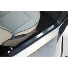 Накладки на пороги 500 (OmsaLine, 2 шт., нерж) для Fiat 500/500L