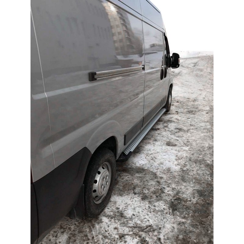 Бокові пороги Allmond Grey (2 шт., алюм.) Довга база для Fiat Ducato 2006-2025 рр