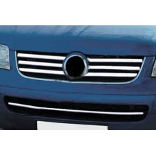 Накладки на решетку (6 шт, нерж) Carmos - Турецкая сталь для Volkswagen T5 Multivan 2003-2010 гг