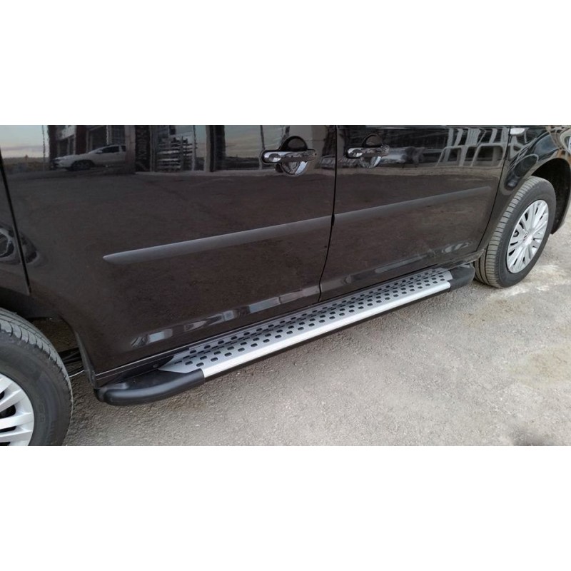 Бокові пороги Allmond Grey (2 шт., алюміній) Максі база для Volkswagen Caddy 2015-2020 рр