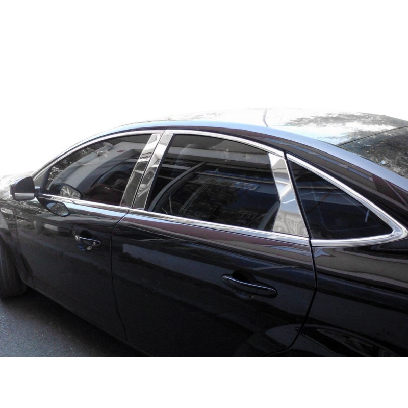 Молдинг дверных стоек (нерж) для Ford Mondeo 2008-2014 гг